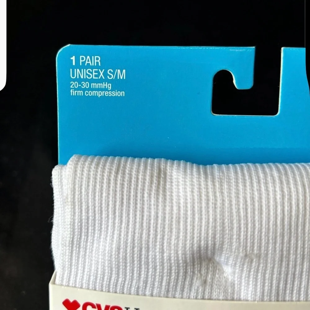 New Compression socks  over calf firmess unisex S/M. white